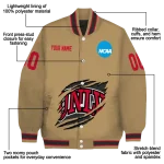 personalized unlv rebels claw effect beige varsity jacket best selling