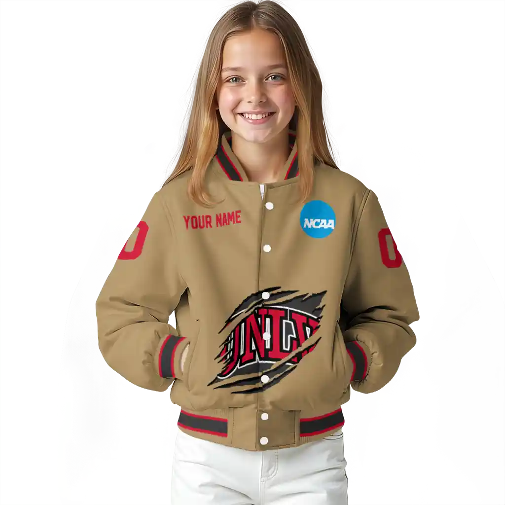 personalized unlv rebels claw effect beige varsity jacket top rated personalized unlv rebels claw effect beige varsity jacket top rated