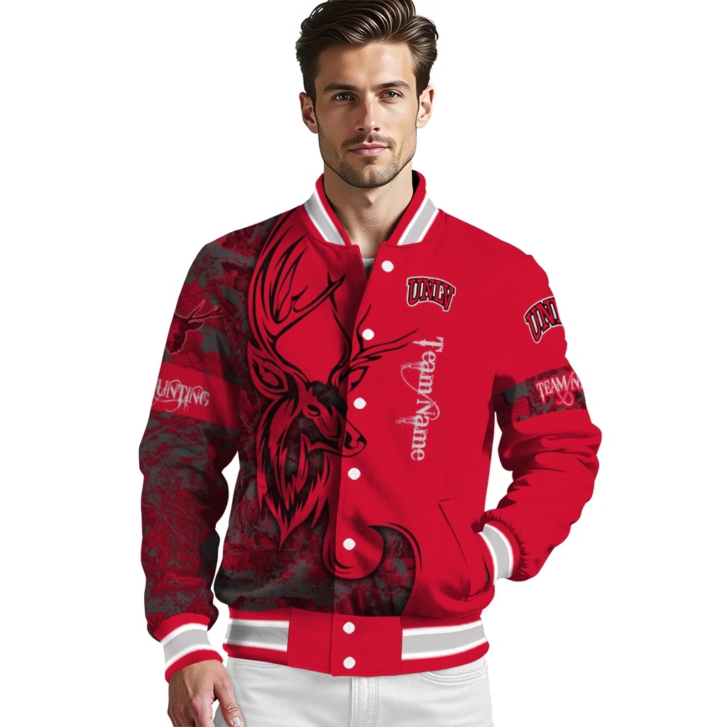 personalized unlv rebels tribal deer art red varsity jacket high quality personalized unlv rebels tribal deer art red varsity jacket high quality