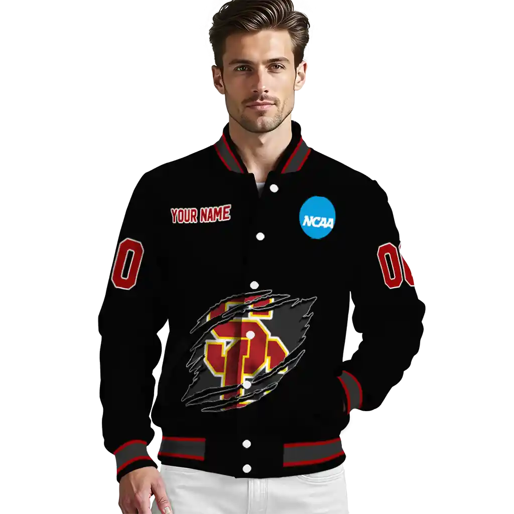 personalized usc trojans claw shred black varsity jacket high quality personalized usc trojans claw shred black varsity jacket high quality