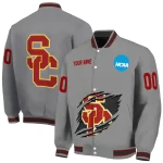 personalized usc trojans feral slash grey varsity jacket best selling