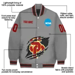 personalized usc trojans feral slash grey varsity jacket best selling