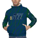 personalized utah jazz abstract streaks navy windbreaker jacket best selling