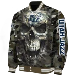 personalized utah jazz camouflage skull camouflage varsity jacket best selling