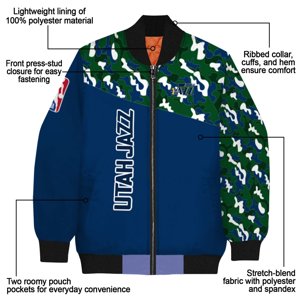 personalized utah jazz camouflage style navy bomber jacket new arrival personalized utah jazz camouflage style navy bomber jacket new arrival