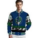 personalized utah jazz skull emblem navy black varsity jacket best selling