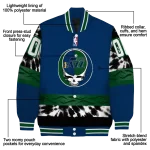 personalized utah jazz skull emblem navy black varsity jacket best selling