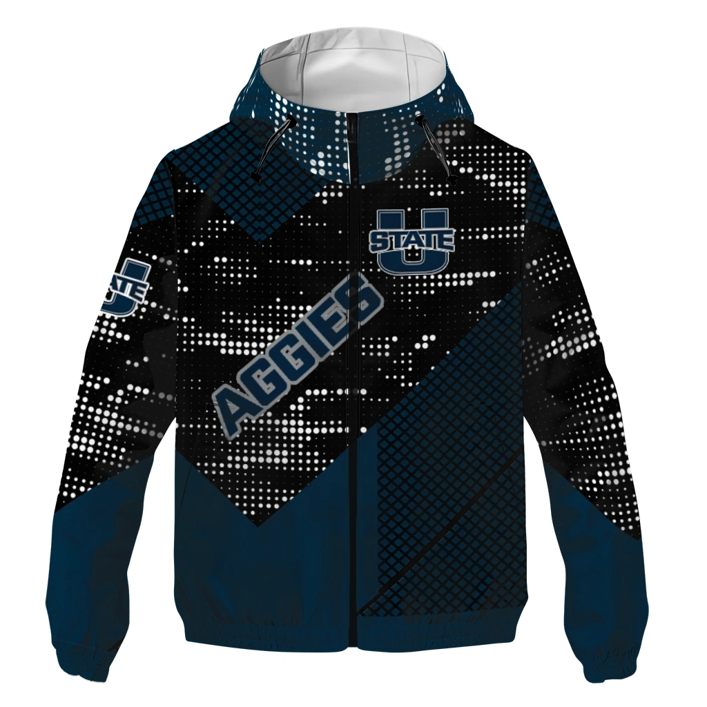 personalized utah state aggies arrow matrix navy black windbreaker jacket best selling personalized utah state aggies arrow matrix navy black windbreaker jacket best selling
