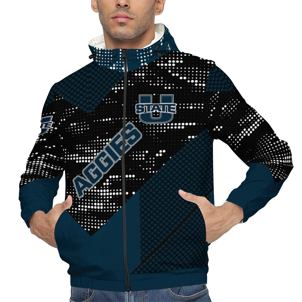 personalized utah state aggies arrow matrix navy black windbreaker jacket top rated personalized utah state aggies arrow matrix navy black windbreaker jacket top rated