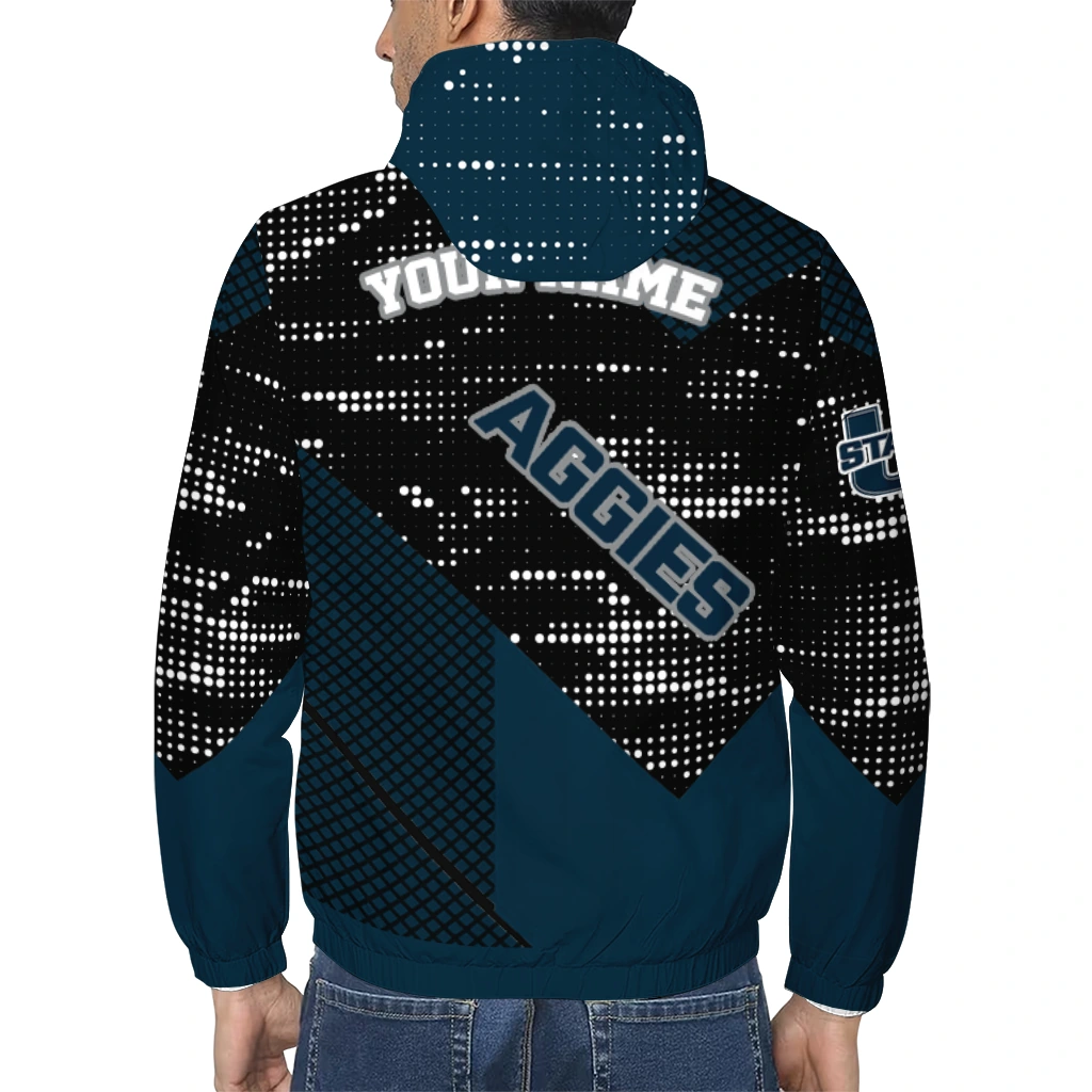 personalized utah state aggies arrow matrix navy black windbreaker jacket trendy personalized utah state aggies arrow matrix navy black windbreaker jacket trendy