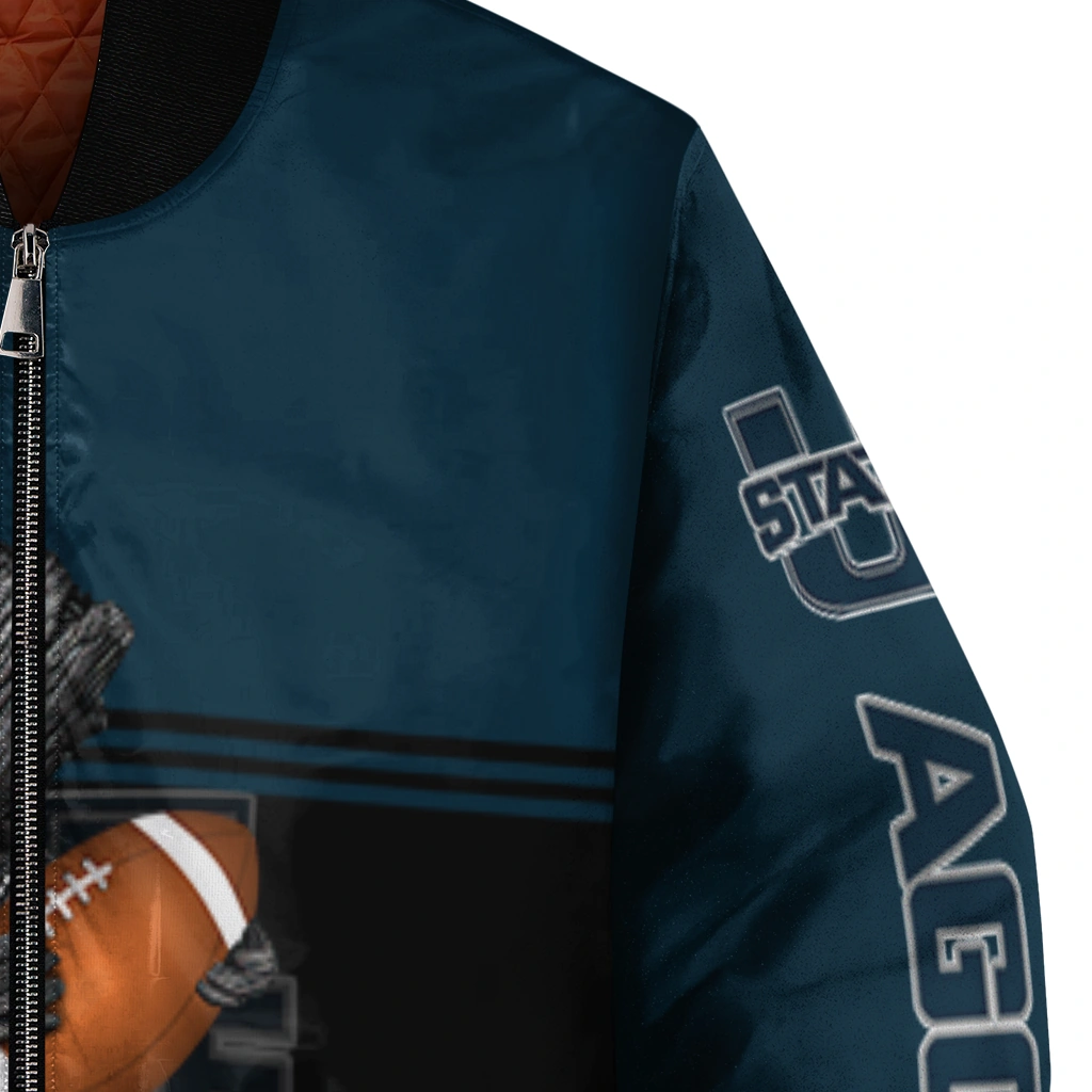 personalized utah state aggies groot football navy black bomber jacket premium grade personalized utah state aggies groot football navy black bomber jacket premium grade