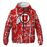 personalized utah utes brushstroke pattern red windbreaker jacket best selling