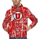 personalized utah utes brushstroke pattern red windbreaker jacket best selling