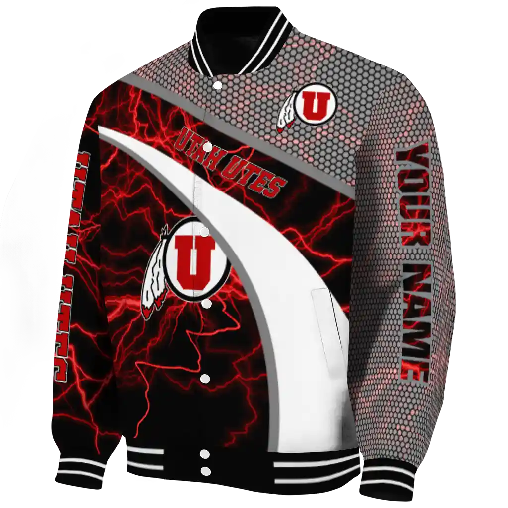 personalized utah utes electric flash red varsity jacket best selling personalized utah utes electric flash red varsity jacket best selling