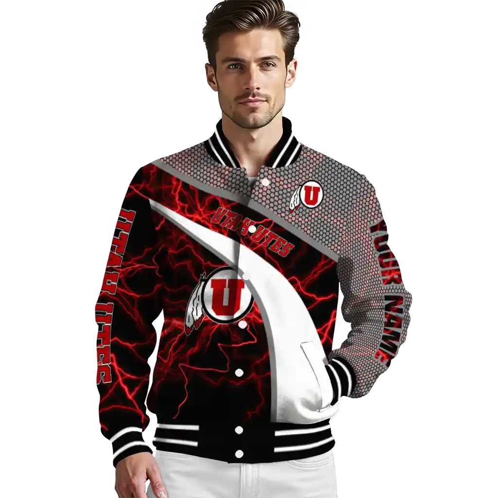 personalized utah utes electric flash red varsity jacket high quality personalized utah utes electric flash red varsity jacket high quality