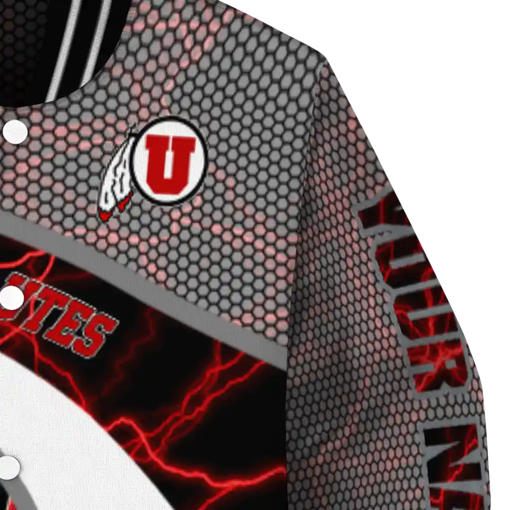 personalized utah utes electric flash red varsity jacket premium grade personalized utah utes electric flash red varsity jacket premium grade