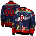 personalized utah utes spongebob playtime red blue bomber jacket best selling