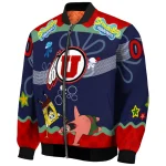 personalized utah utes spongebob playtime red blue bomber jacket best selling
