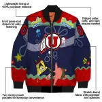 personalized utah utes spongebob playtime red blue bomber jacket best selling
