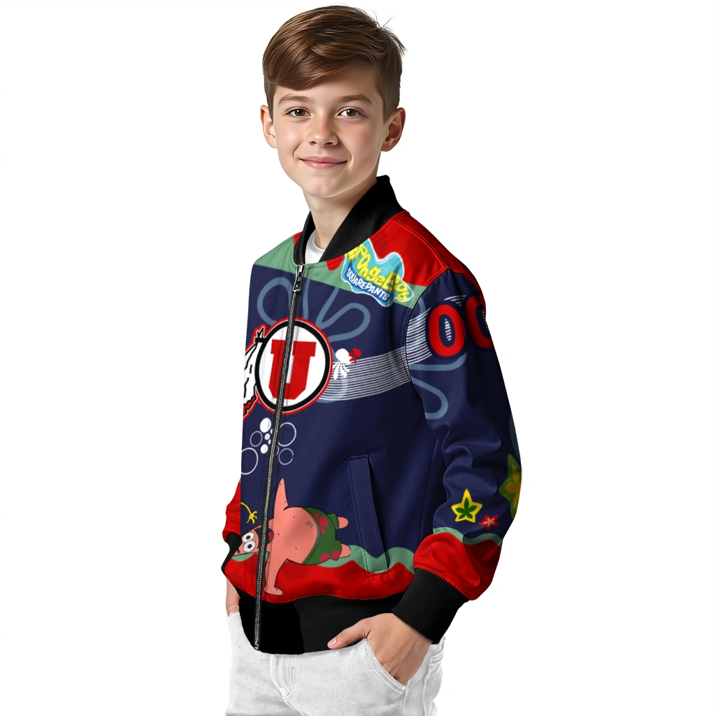personalized utah utes spongebob playtime red blue bomber jacket trendy personalized utah utes spongebob playtime red blue bomber jacket trendy
