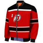personalized utah utes stripe statement red black bomber jacket best selling