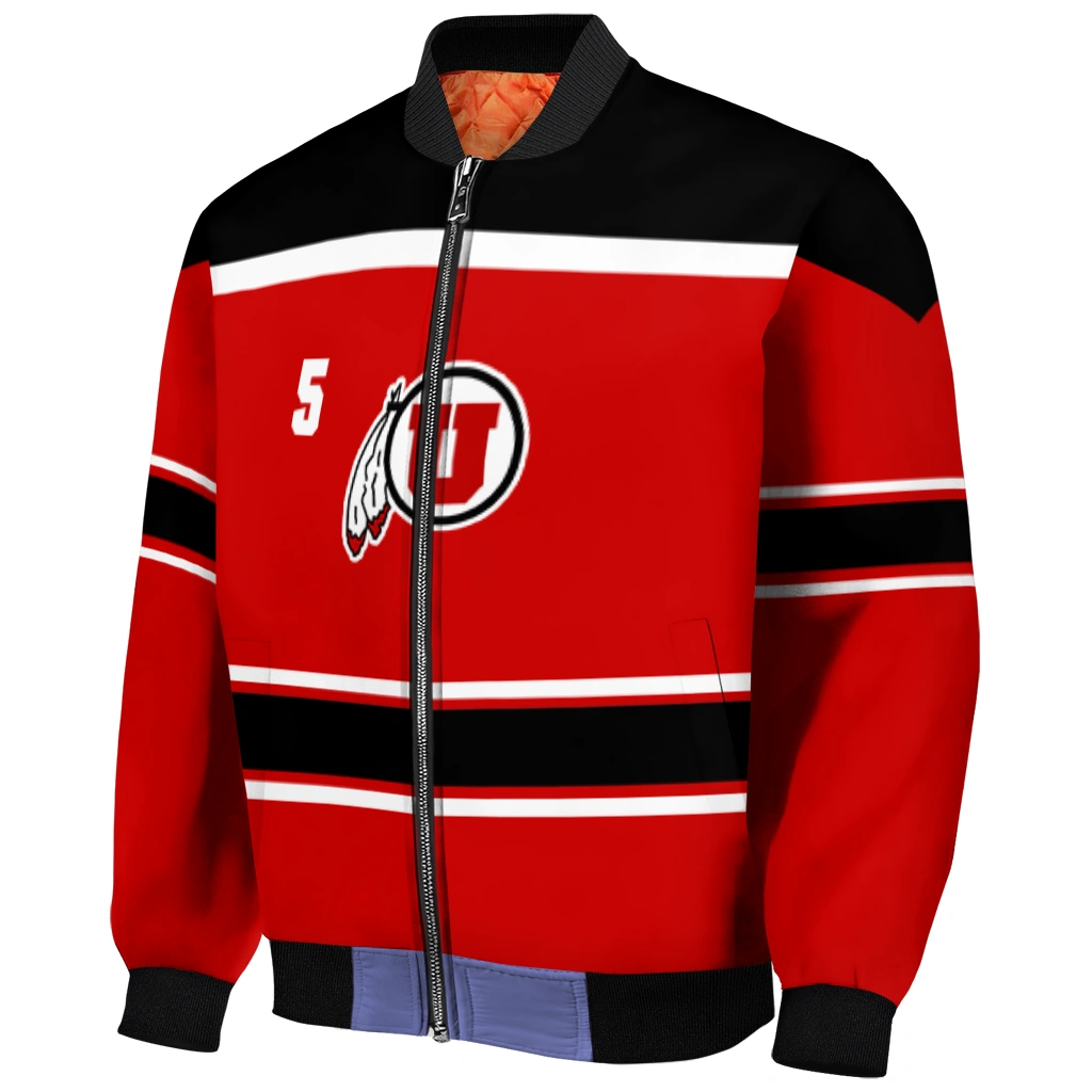 personalized utah utes stripe statement red black bomber jacket fashion forward personalized utah utes stripe statement red black bomber jacket fashion forward