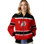 personalized utah utes stripe statement red black bomber jacket best selling