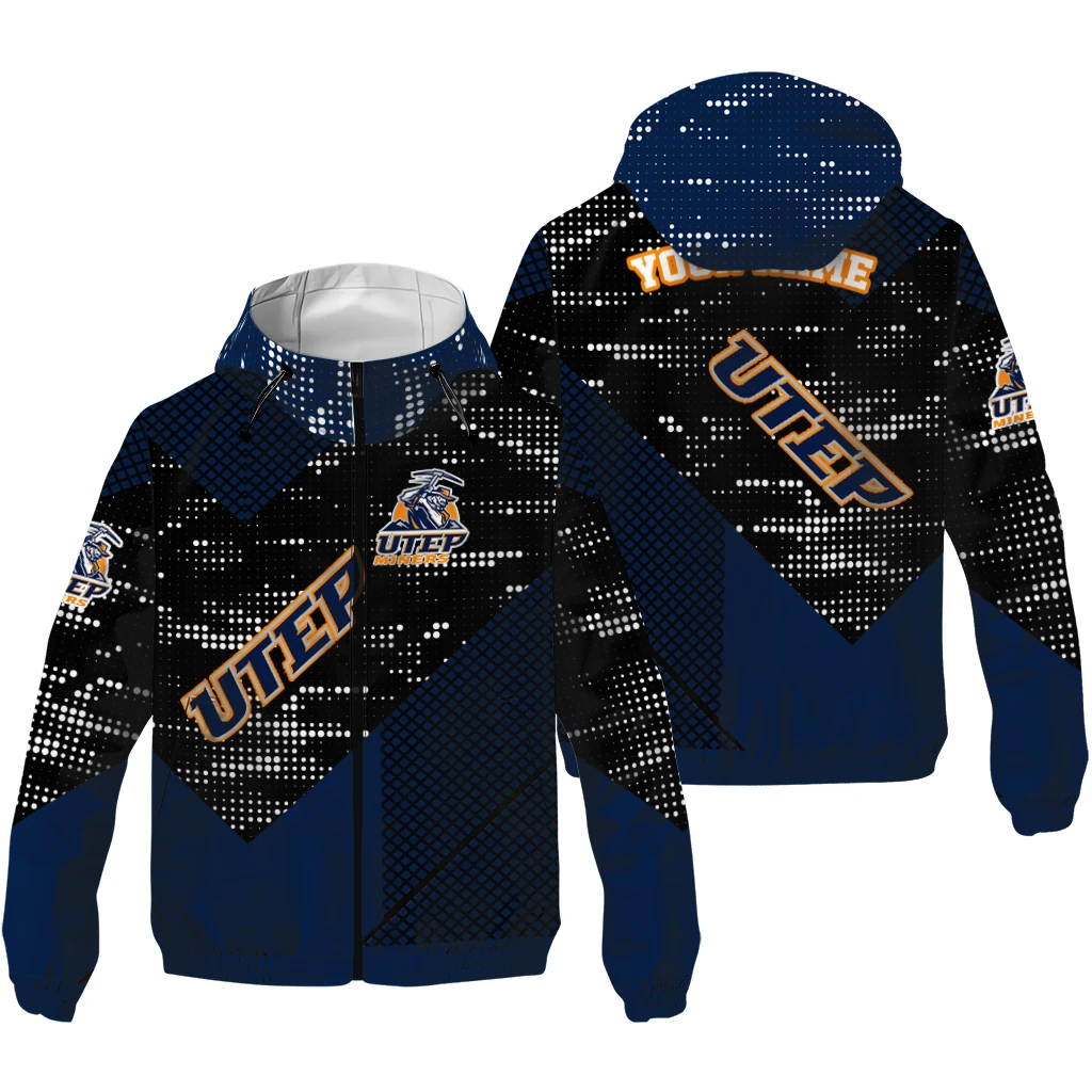 personalized utep miners arrow matrix blue black windbreaker jacket high quality personalized utep miners arrow matrix blue black windbreaker jacket high quality