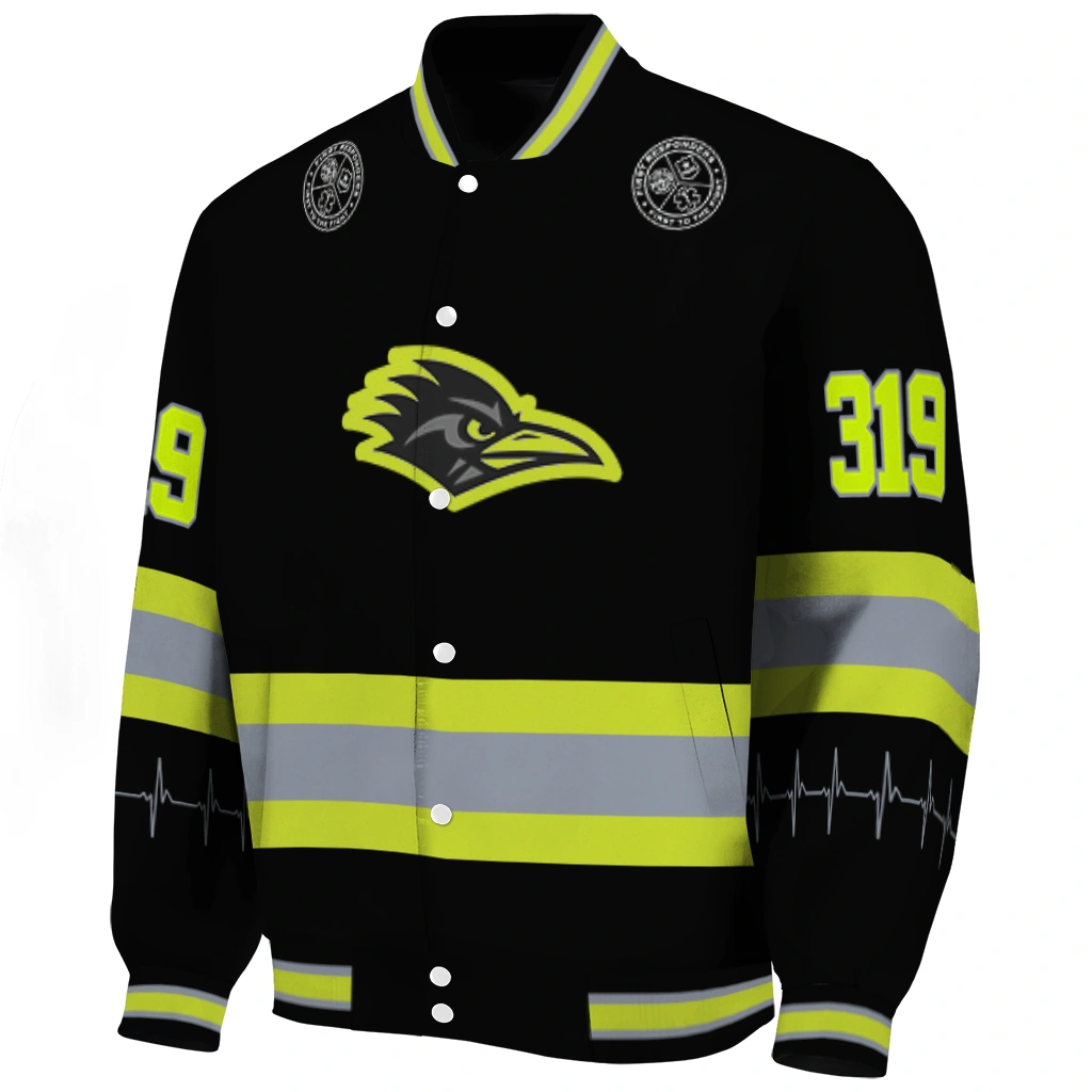 personalized utsa roadrunners heartbeat accent black green varsity jacket best selling personalized utsa roadrunners heartbeat accent black green varsity jacket best selling