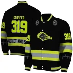 personalized utsa roadrunners heartbeat accent black green varsity jacket best selling