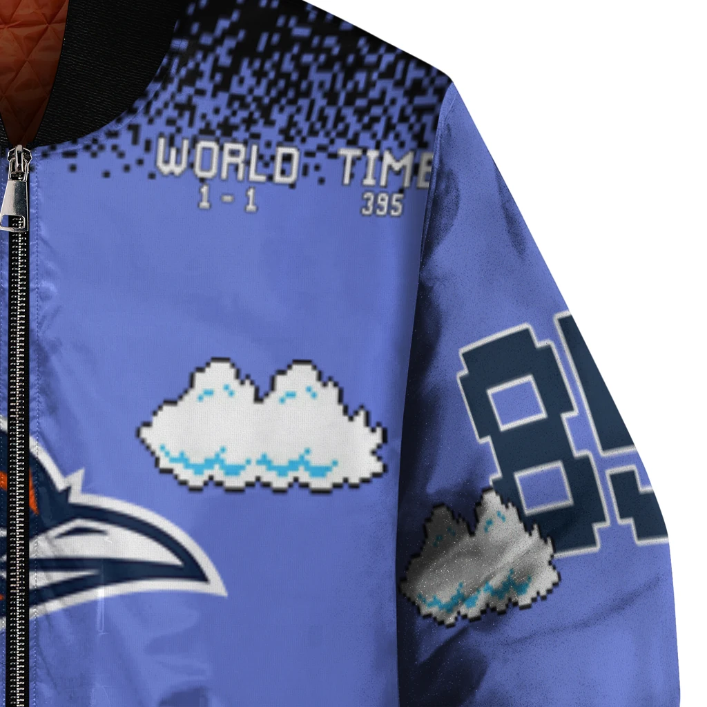 personalized utsa roadrunners mario blocks blue black bomber jacket premium grade personalized utsa roadrunners mario blocks blue black bomber jacket premium grade