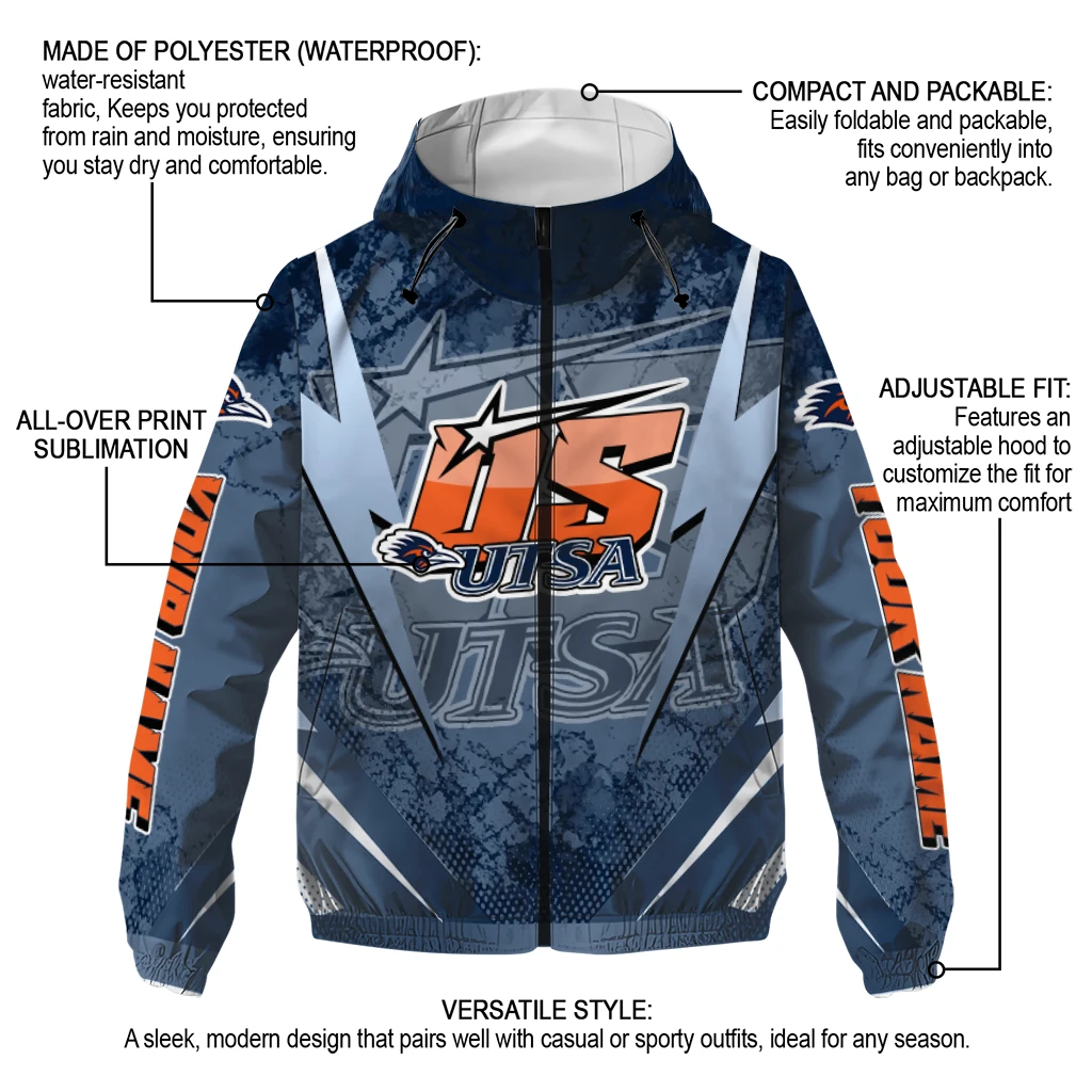 personalized utsa roadrunners us rock star orange windbreaker jacket new arrival personalized utsa roadrunners us rock star orange windbreaker jacket new arrival