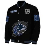 personalized vancouver canucks claw cut black varsity jacket best selling