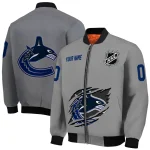 personalized vancouver canucks claw streak grey bomber jacket best selling