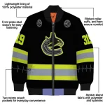 personalized vancouver canucks heartbeat accent black green bomber jacket best selling