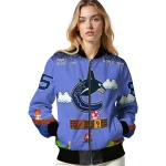 personalized vancouver canucks mario blocks blue black bomber jacket best selling