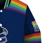 personalized vancouver canucks rainbow jersey number blue varsity jacket best selling
