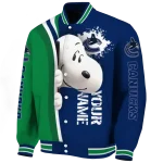 personalized vancouver canucks snoopy head blue varsity jacket best selling