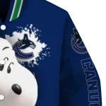 personalized vancouver canucks snoopy head blue varsity jacket best selling