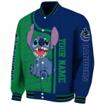 personalized vancouver canucks stitch laughing blue varsity jacket best selling