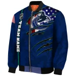 personalized vancouver canucks usa flag rips blue bomber jacket best selling