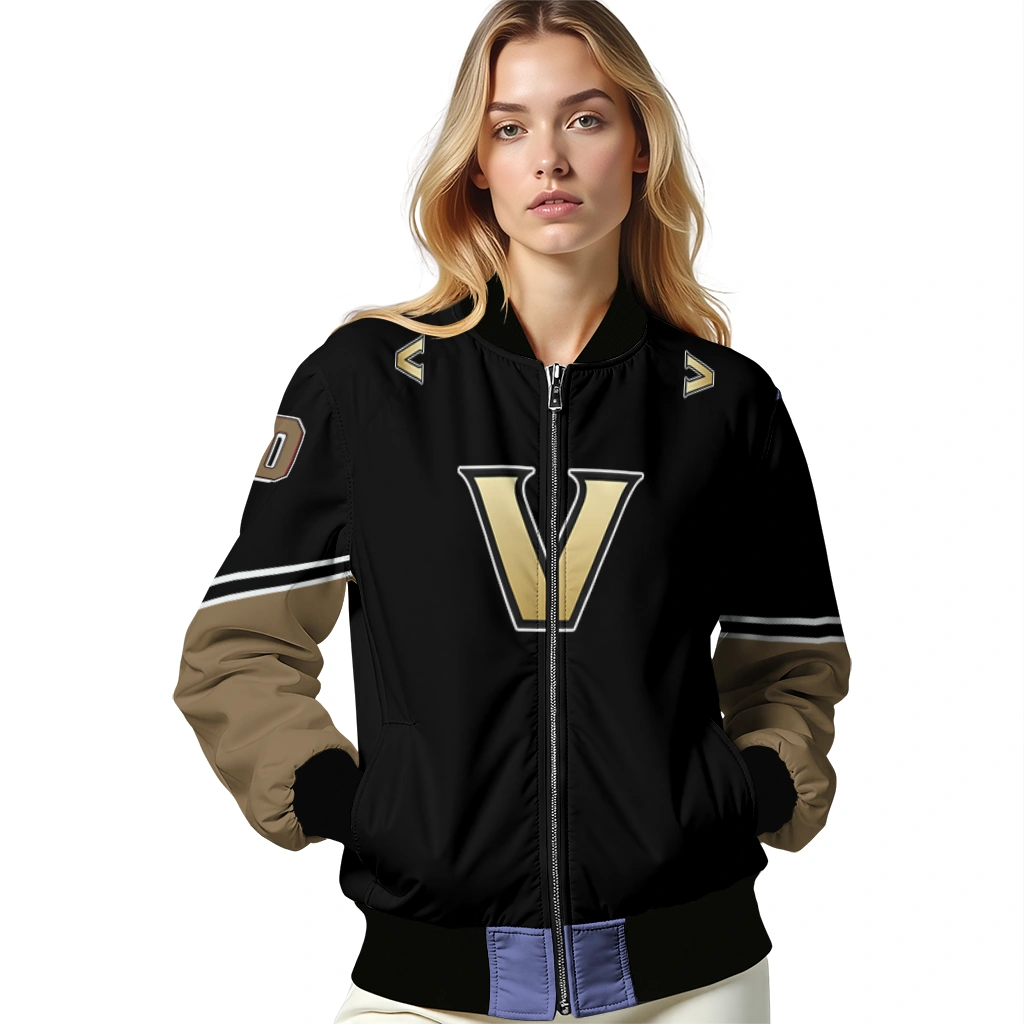 personalized vanderbilt commodores chevron style black bomber jacket latest model personalized vanderbilt commodores chevron style black bomber jacket latest model