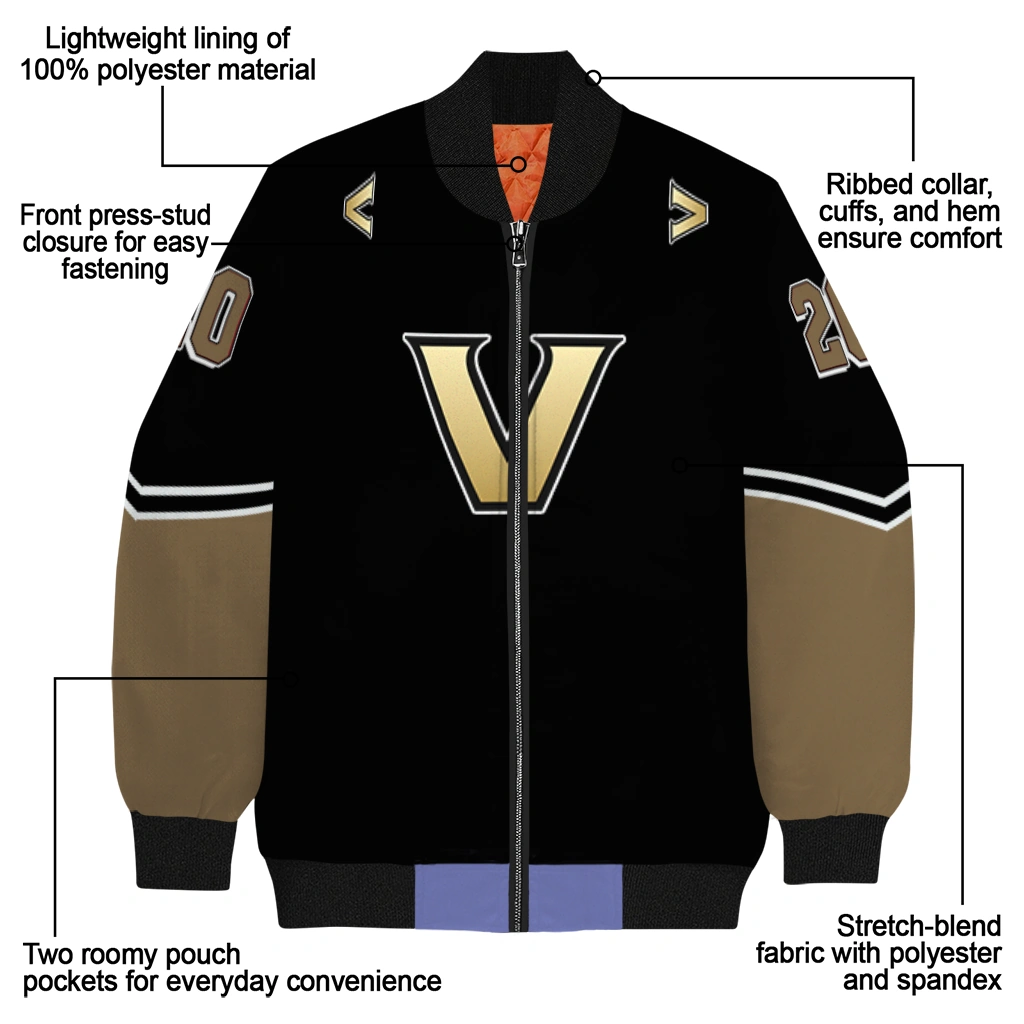 personalized vanderbilt commodores chevron style black bomber jacket new arrival personalized vanderbilt commodores chevron style black bomber jacket new arrival