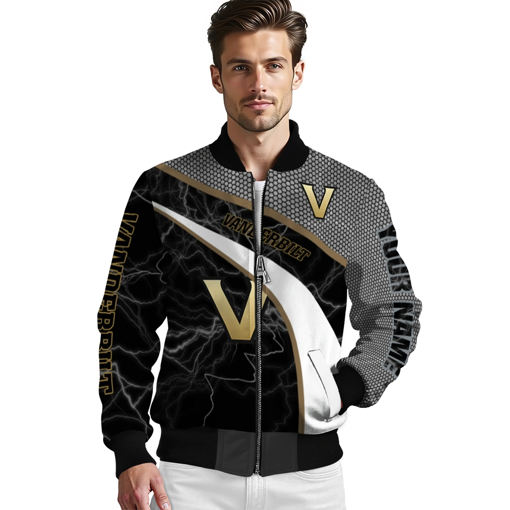 personalized vanderbilt commodores electric flash black bomber jacket high quality personalized vanderbilt commodores electric flash black bomber jacket high quality