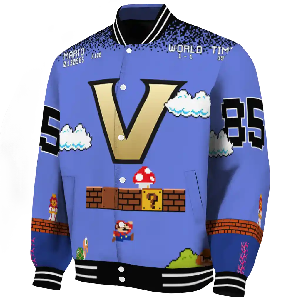 personalized vanderbilt commodores mario blocks blue black varsity jacket best selling personalized vanderbilt commodores mario blocks blue black varsity jacket best selling