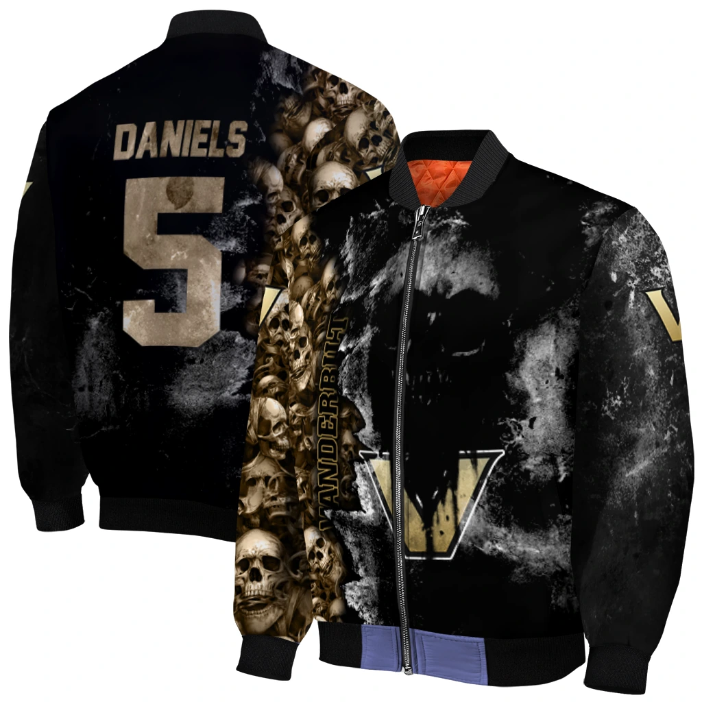 personalized vanderbilt commodores skull cluster black bomber jacket best selling personalized vanderbilt commodores skull cluster black bomber jacket best selling