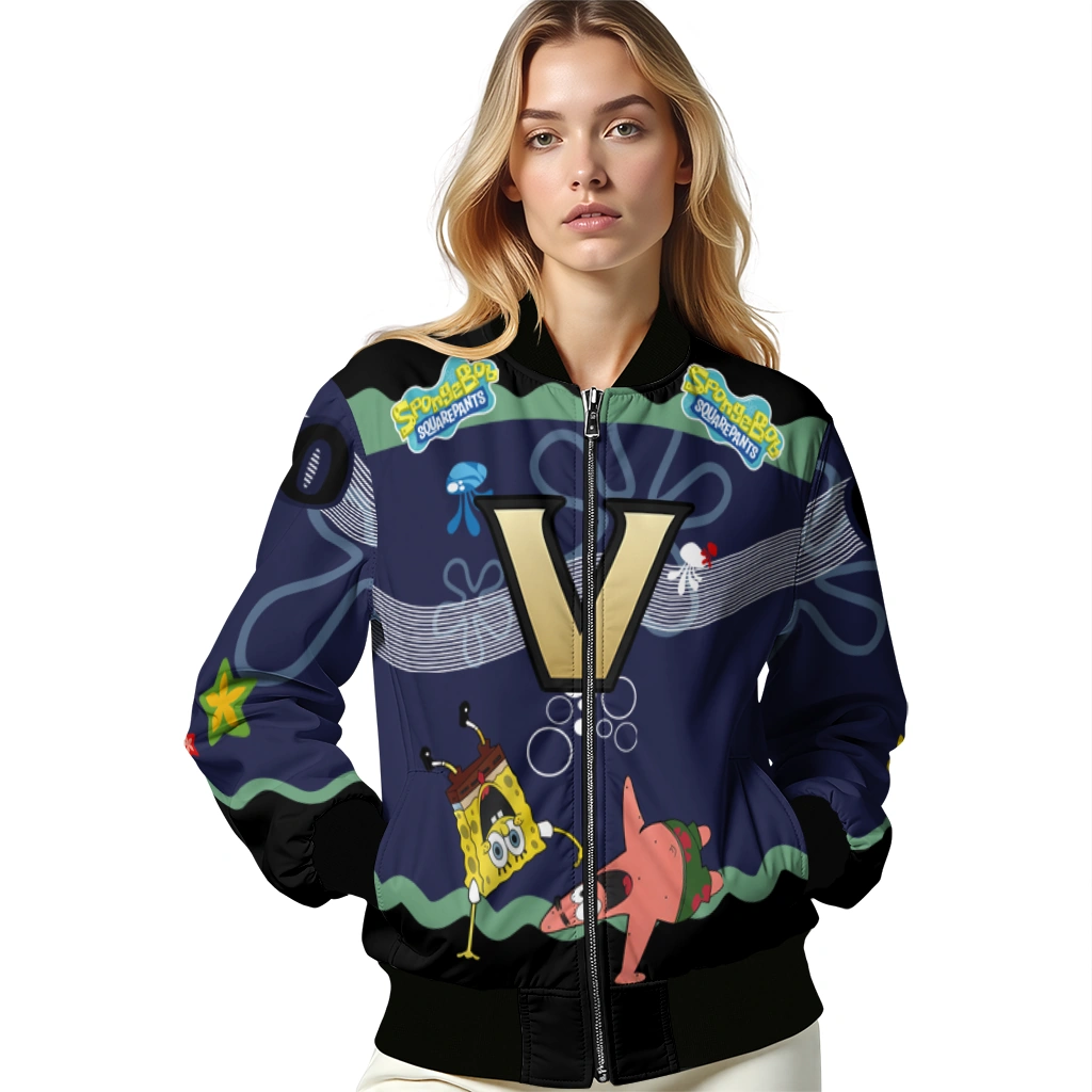personalized vanderbilt commodores spongebob playtime black blue bomber jacket latest model personalized vanderbilt commodores spongebob playtime black blue bomber jacket latest model