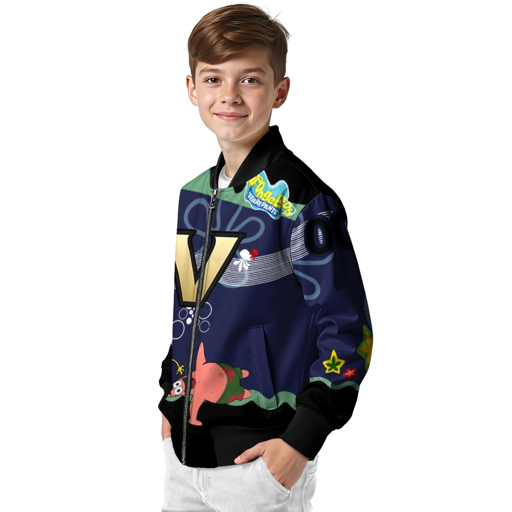 personalized vanderbilt commodores spongebob playtime black blue bomber jacket trendy personalized vanderbilt commodores spongebob playtime black blue bomber jacket trendy
