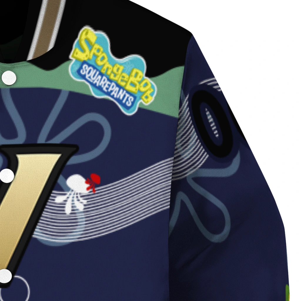 personalized vanderbilt commodores spongebob playtime black blue varsity jacket premium grade personalized vanderbilt commodores spongebob playtime black blue varsity jacket premium grade
