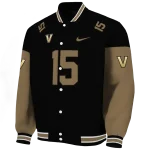 personalized vanderbilt commodores team patch black varsity jacket best selling